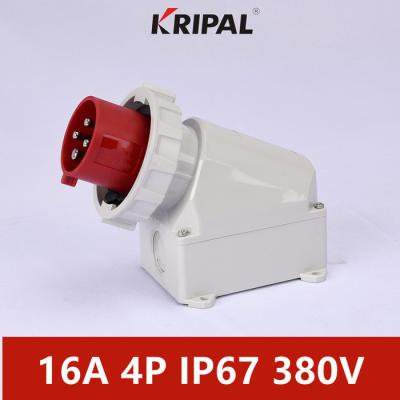 China IEC 4 Pole IP67 380V 16A Industrial  Wall Mounted Plug Waterproof for sale
