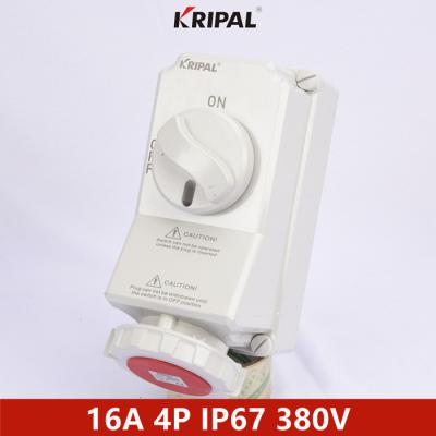China Waterproof Industrial Power Mechanical Socket With Switch 5P 16A 380V for sale