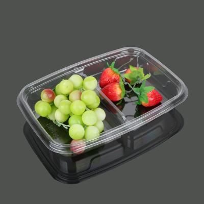 China Clear PET FDA 2 Compartment Disposable Food Containers for sale
