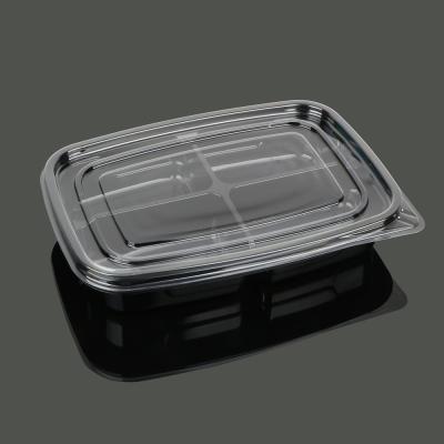 China 4 Compartment 24.5*17.5*4cm Black Disposable Food Containers for sale