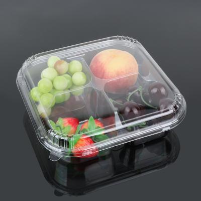 China Fruit Packaging 5cm Disposable Plastic Food Box With Divider for sale