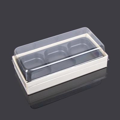 China Rectangular 3 Compartment 16*8*5cm Plastic Pastry Container for sale