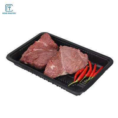 China Black Eco Friendly Supermarket 15*23*4.5cm Plastic Meat Tray for sale