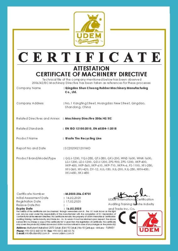 CE - Qingdao Shun Cheong Rubber machinery Manufacturing Co., Ltd.