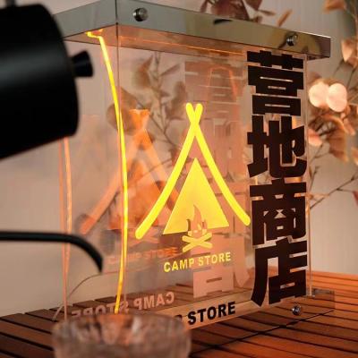 China Side hanging transparent acrylic light box creative lighting design double-sided display shop recruit logo customization for sale