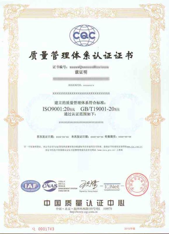 ISO9001 - Shandong Jieyi Machinery Co., Ltd.