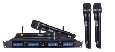 China 310 top wireless microphone system UHF 4-channels 200 channels LCD display PLL infrared for sale