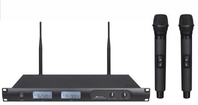 China LS-7400 fixed frequency UHF dual channel wireless microphone system with LCD display /rack mountable / Lavalier Mic for sale