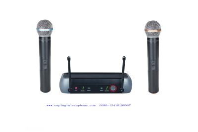 China LS-789  UHF Dual channel  wireless microphone system with plastic box / shure style for sale