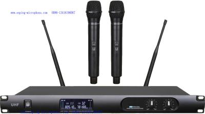 China LS-7410 UHF fixed frequency wireless microphone system with Pro dual Mics & LCD blacklight screen / rack mountable for sale