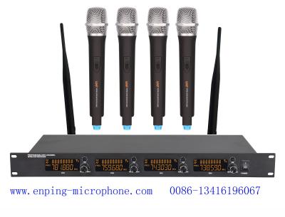 China LS-6046 Pro 4 channels UHF wireless microphone system with LCD color display 4 MICS / rack mount for sale