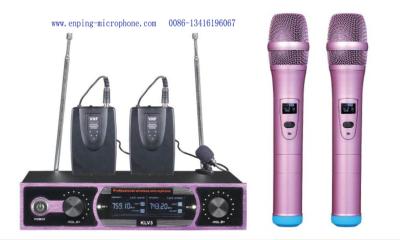 China GL-316  two-handheld VHF colorful pink wireless microphone with screen   / micrófono / good quality for sale