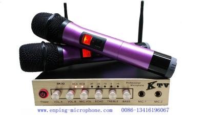 China SR-X2   two channel VHF half- rack -size KTV wireless microphone with Echo Treble Bass  / micrófono / good quality for sale