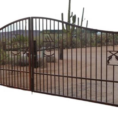 China Residential Security Galvanized Swing Steel Fence Gate With Double Leaf Door for sale