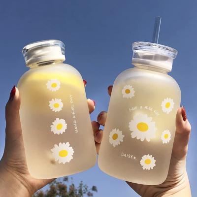 China 480ml Milk Juice Cute Water Bottle With Scale Portable Transparent for sale