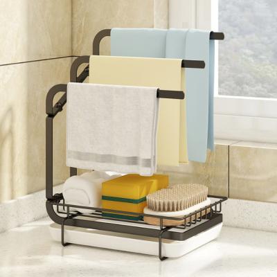 China Sponge Holder Kitchen Sink Caddy Organizer With Drain Pan for sale