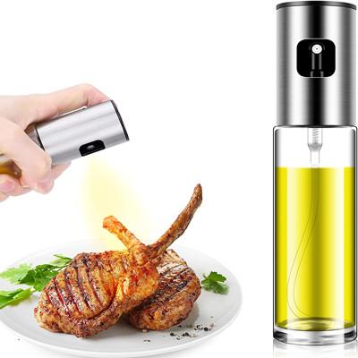China Sliver 100ml Olive Oil Sprayer With Stainless Steel Cap for sale