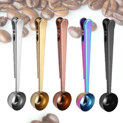 China Amazon Hot Sale Coffee Scoop Stainless Steel Measuring Spoon with Coffee Bag Clip for sale