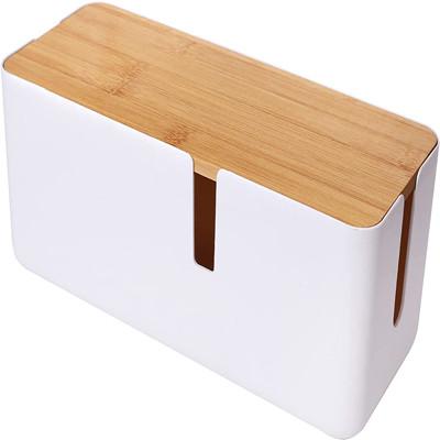 China Plastic Small Cable Management Box With Bamboo Lid for sale