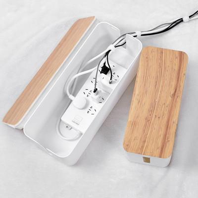 China Plastic White Bamboo Style Cable Management Box Multifunction for sale