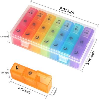 China Portable Moisture Proof 7 Day Pill Box With Large Compartments for sale