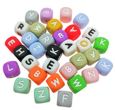 China 12MM Baby Chew Stress Relief Fidget Toys Non Toxic BPA Free Silicone Alphabet Beads for sale