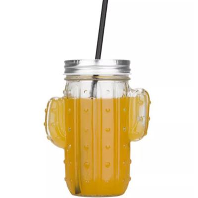 Chine Été en verre Juice Cup With Straw 400ml de tasse de l'eau de cactus de ménage à vendre