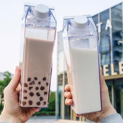 China 500ml Plastic Square Custom Drinking Cups Milk Carton Water Bottle Leakproof for sale