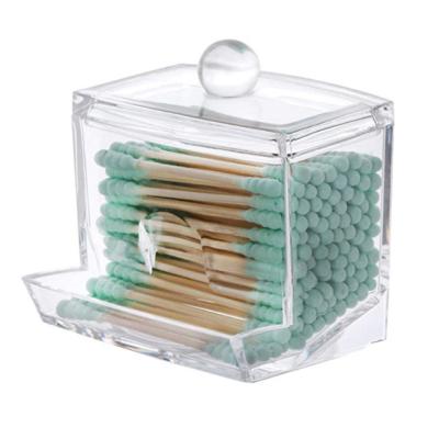 China 7 OZ Cotton Swab Pads Holder Cotton Buds Ball Dispenser Clear Apothecary Jar for sale