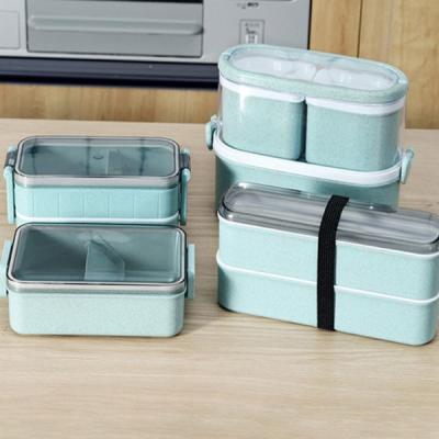 China Sustainable Wheat Straw Plastic Multi Compartment Lunch Box Japanese Style for sale