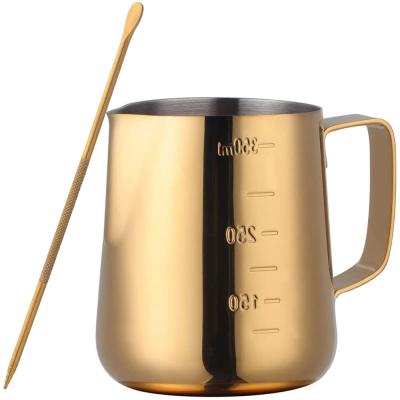 China Gold Stainless Steel Essential Barista Tools Coffee Picher 350ml /12oz for sale