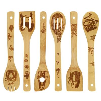 China 6pcs Painted Christmas Wooden Spoons Set For Kitchen Decor for sale