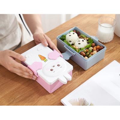 China PP And Wheat Straw Fibre Lunch Box 2 Compartments Bento for sale
