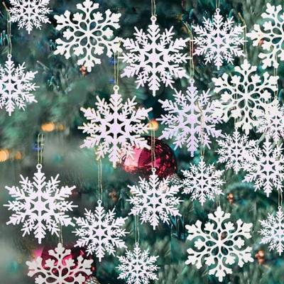 China 36pcs Plastic Glitter White Snowflake Ornaments For Christmas for sale