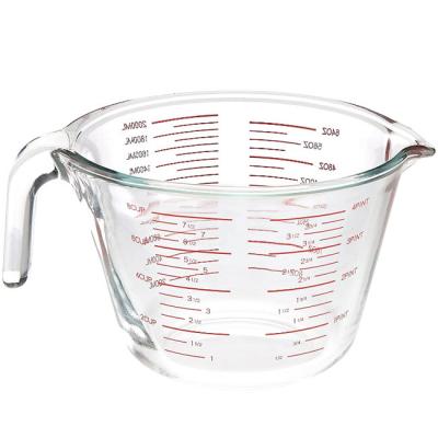 Китай Стеклянная измеряя чашка с красными графиками микроволной и сейф печи для выпечки кухни продается