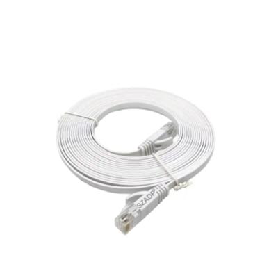 China White 1m-50m RJ45 Cat6 Flat Patch Cord Cat5e Ethernet Patch Cable for sale