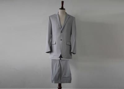China Light Grey Mens Slim Fit Suits , Spandex Casual 2 Piece Fitted Suits For Guys for sale