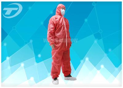 China Waterresistance Elastic Cuffs Disposable Paint Coveralls PE Coated PP Fabric for sale