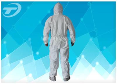 China Anti - Acid White Disposable Coverall Suit Microporous Film Laminated Fabric for sale
