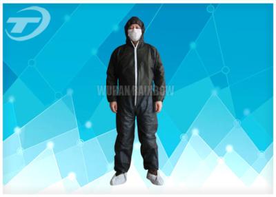 China Black Disposable Coveralls Suit Waterproof With Knitted Cuff for sale