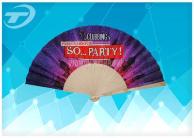 China Custom Printed Foldable Hand Fans with natural or painted Wooden Ribs For promotion or decoration for sale