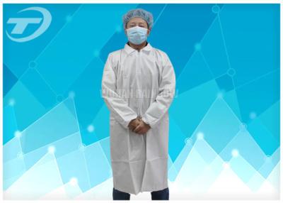China OEM Protective Disposable Lab coat , white , blue and red color , CE certificated for sale