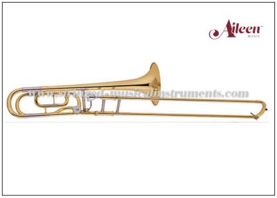 China Bb / F Key Brass Lacquered Tenor Professional Trombone Instrument / Silent Brass Trombone for sale