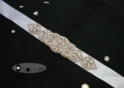 China Breiten-handgemachter Bergkristall-Hochzeits-Gurt der Brautkleider-5 cm mit Perle zu verkaufen