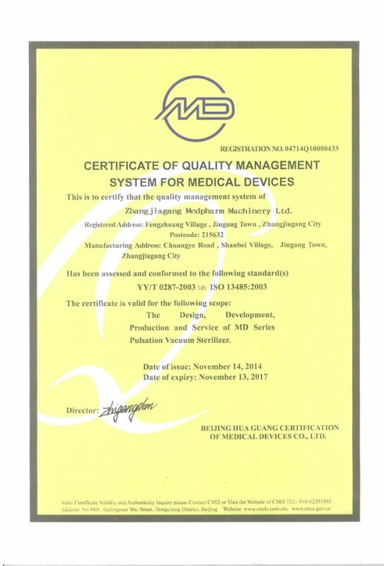 ISO 913485: 2003 - ZHANGJIAGANG MEDPHARM MACHINERY LTD.