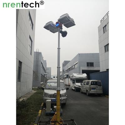 China 6.1m Firefigthing truck vehcile mounted pneumatic telescopic mast light/ robot light mast/ mobile tower light 4x1000W MH for sale