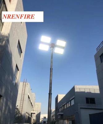 China 9m vertical pneumatic telescopic mast lighting tower 1200W LED flood lights/ inside wires/ remote control/ tilt and turn for sale