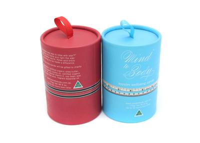 China Beauty Packaging Candle Gift Box , Cylinder Candle Boxes With Silk for sale
