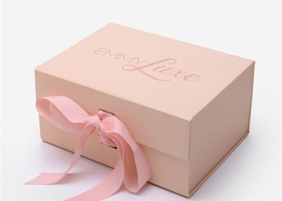 China Light Pink Flat Foldable Packaging Box Rigid Customized Design 2mm Thickness for sale