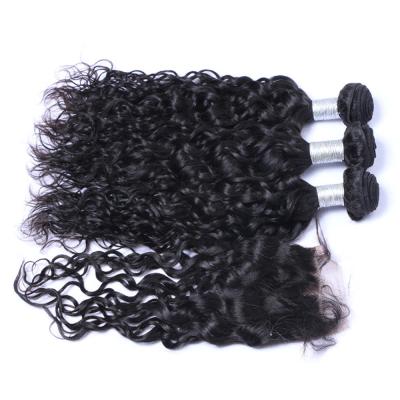 China Full Cuticle Natural Virgin Human Hair Lace Frontal Wave Closure With Hair Extension for sale